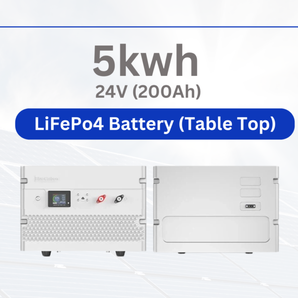 5kwh- 24V (200Ah) LiFePo4 Battery (Table Top)